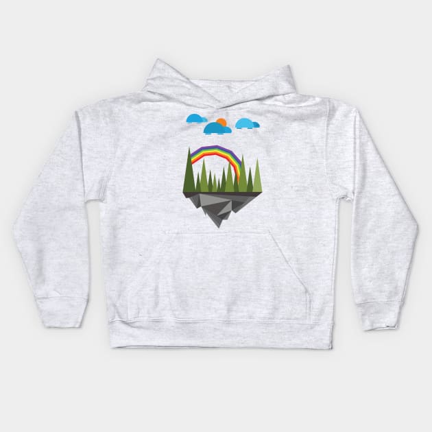 Turtle Cloud-Geometric nature Kids Hoodie by Yazdani Hashmi